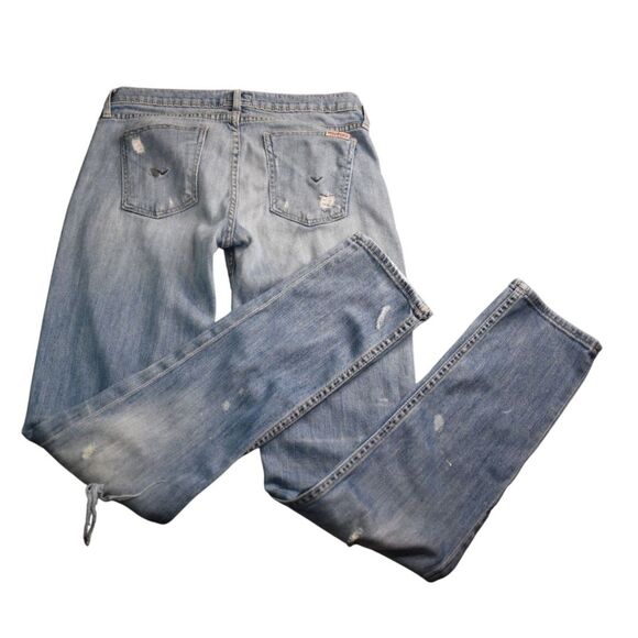 Hudson Skinny Jeans Medium Blue Distressed Knee Super Soft Womens 27 - Picture 2 of 12